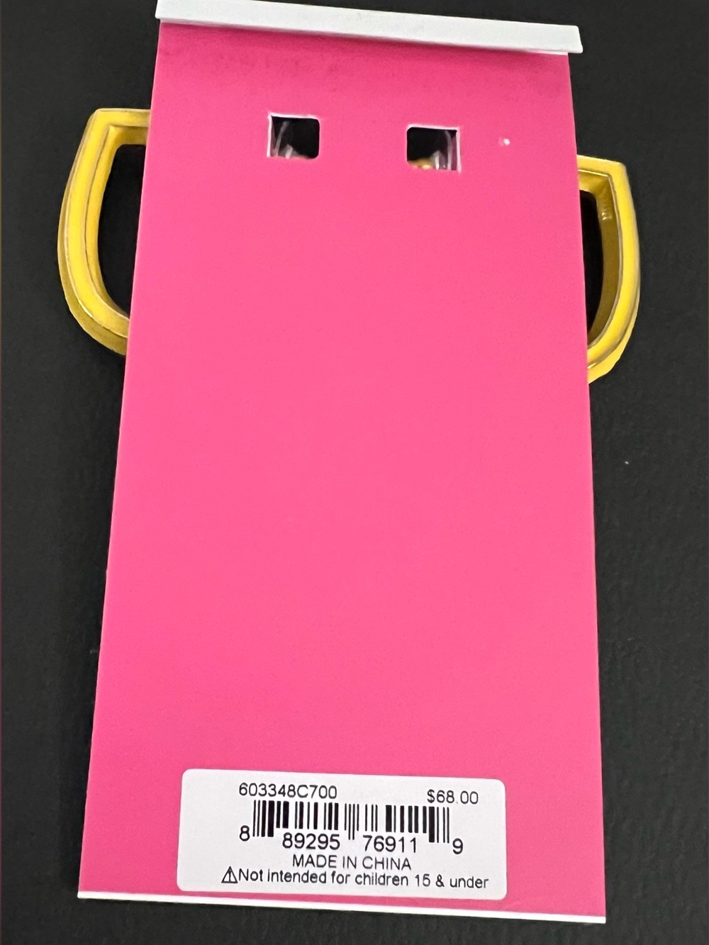 Betsey Johnson Yellow Pencil Heart Hoop Earrings with Pink Eraser - Picture 8 of 16
